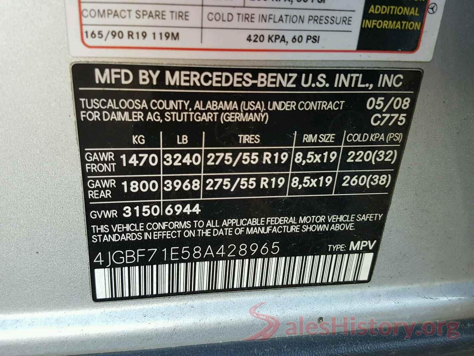 4JGBF71E58A428965 2008 MERCEDES-BENZ GL 450 4MA