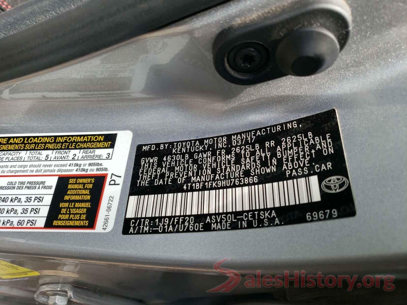 4T1BF1FK9HU763866 2017 TOYOTA CAMRY