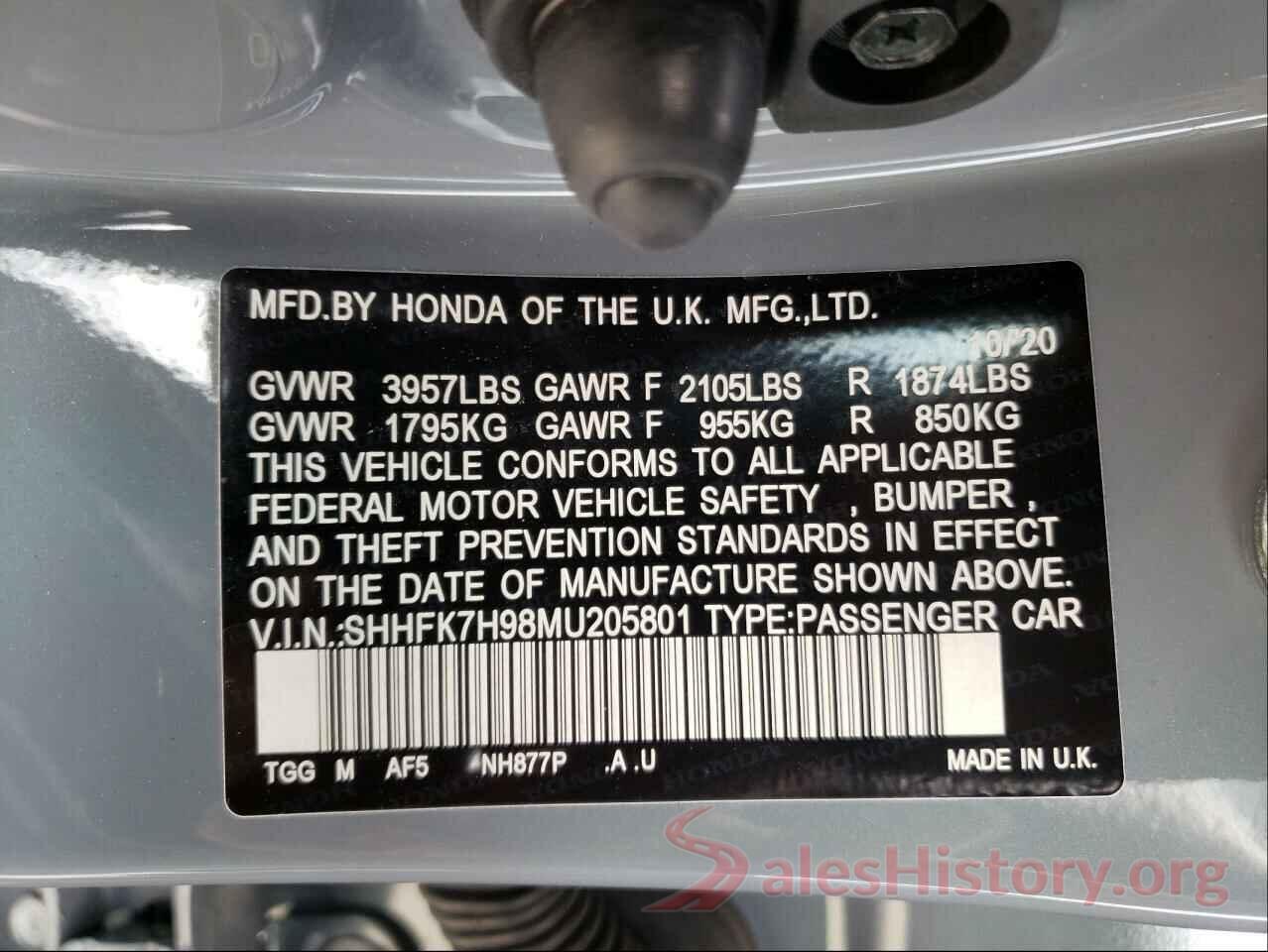 SHHFK7H98MU205801 2021 HONDA CIVIC