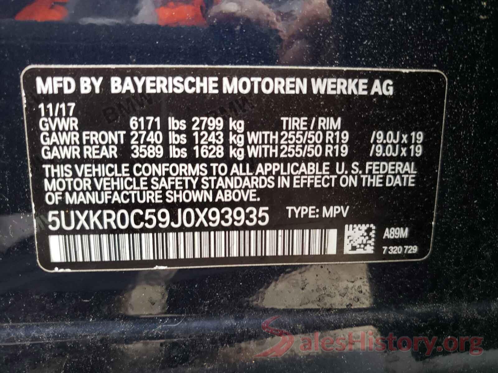 5UXKR0C59J0X93935 2018 BMW X5