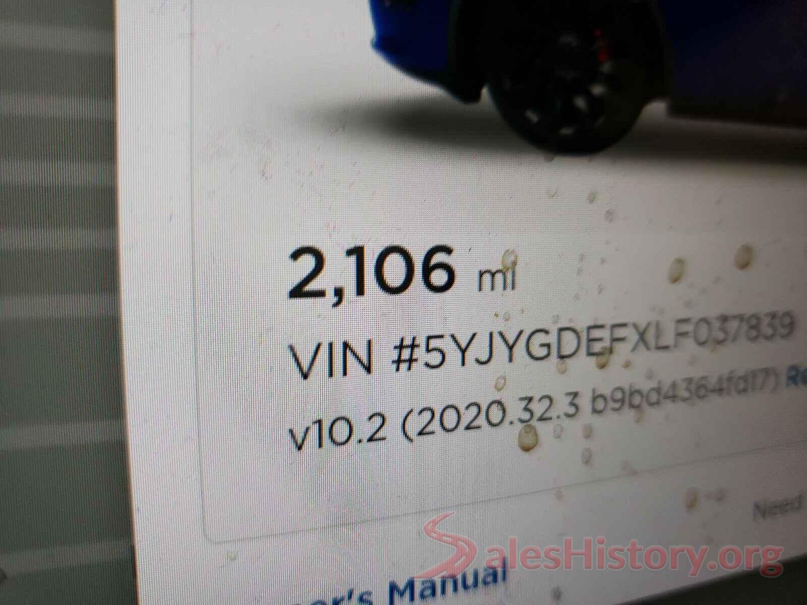 5YJYGDEFXLF037839 2020 TESLA MODEL Y