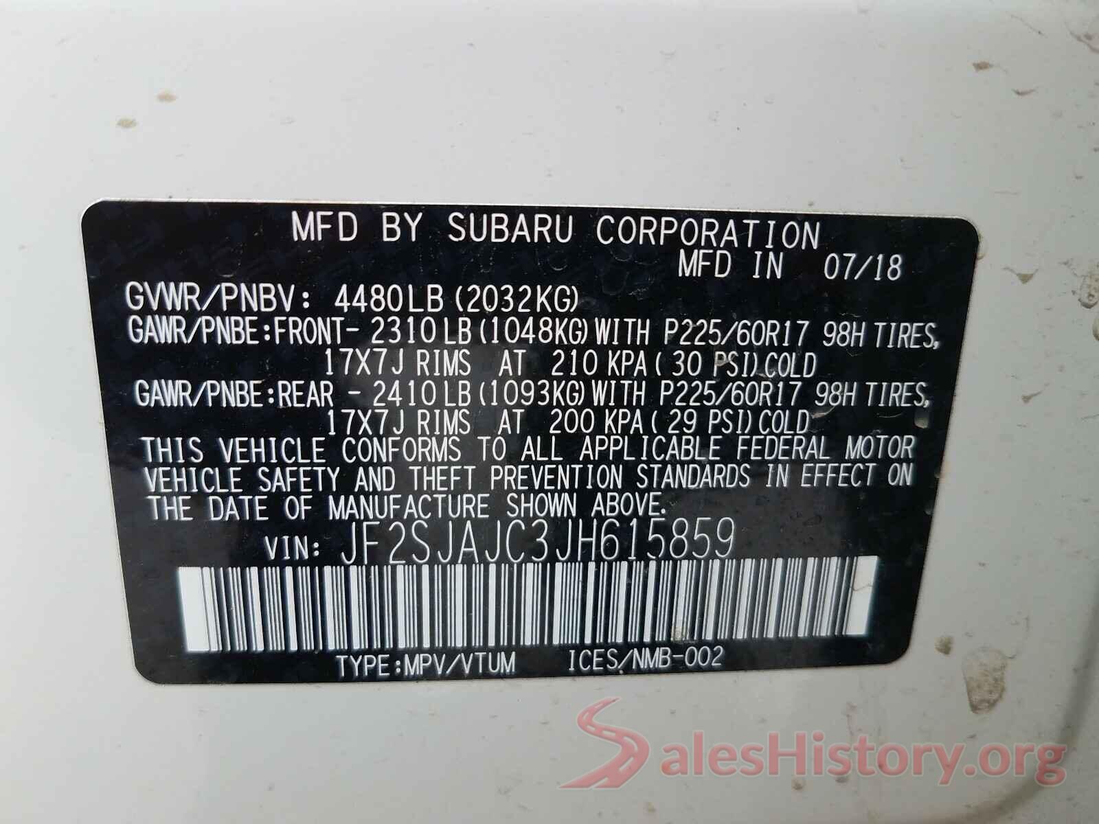 JF2SJAJC3JH615859 2018 SUBARU FORESTER