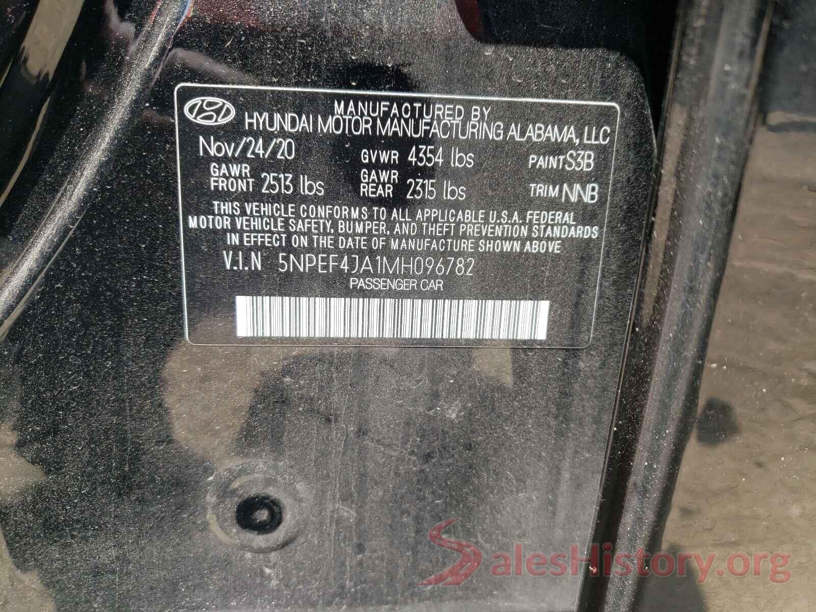 5NPEF4JA1MH096782 2021 HYUNDAI SONATA