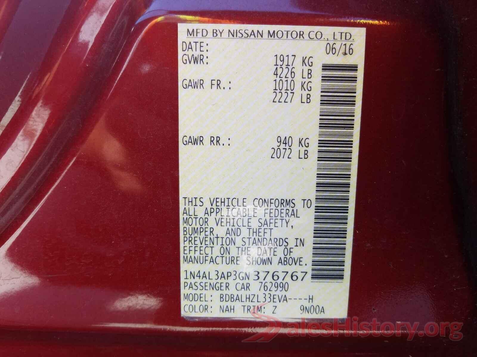 1N4AL3AP3GN376767 2016 NISSAN ALTIMA