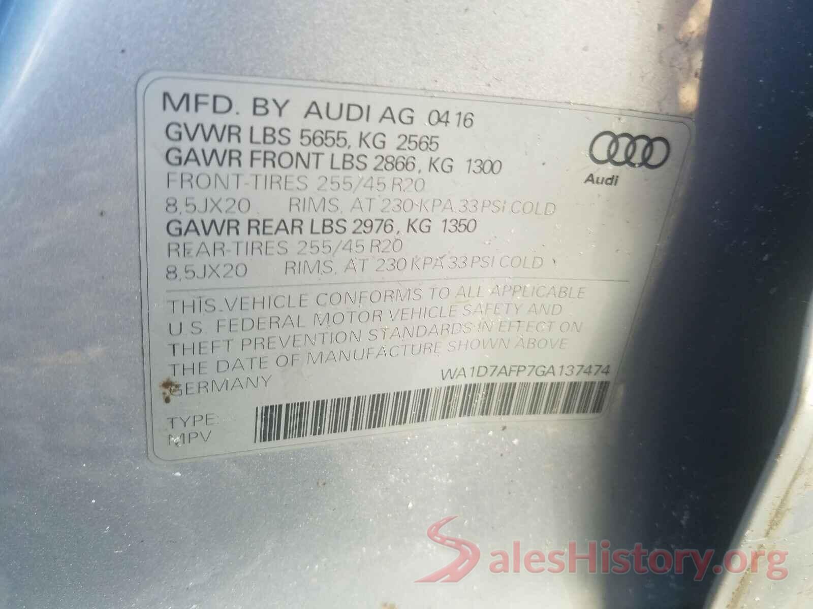 WA1D7AFP7GA137474 2016 AUDI Q5