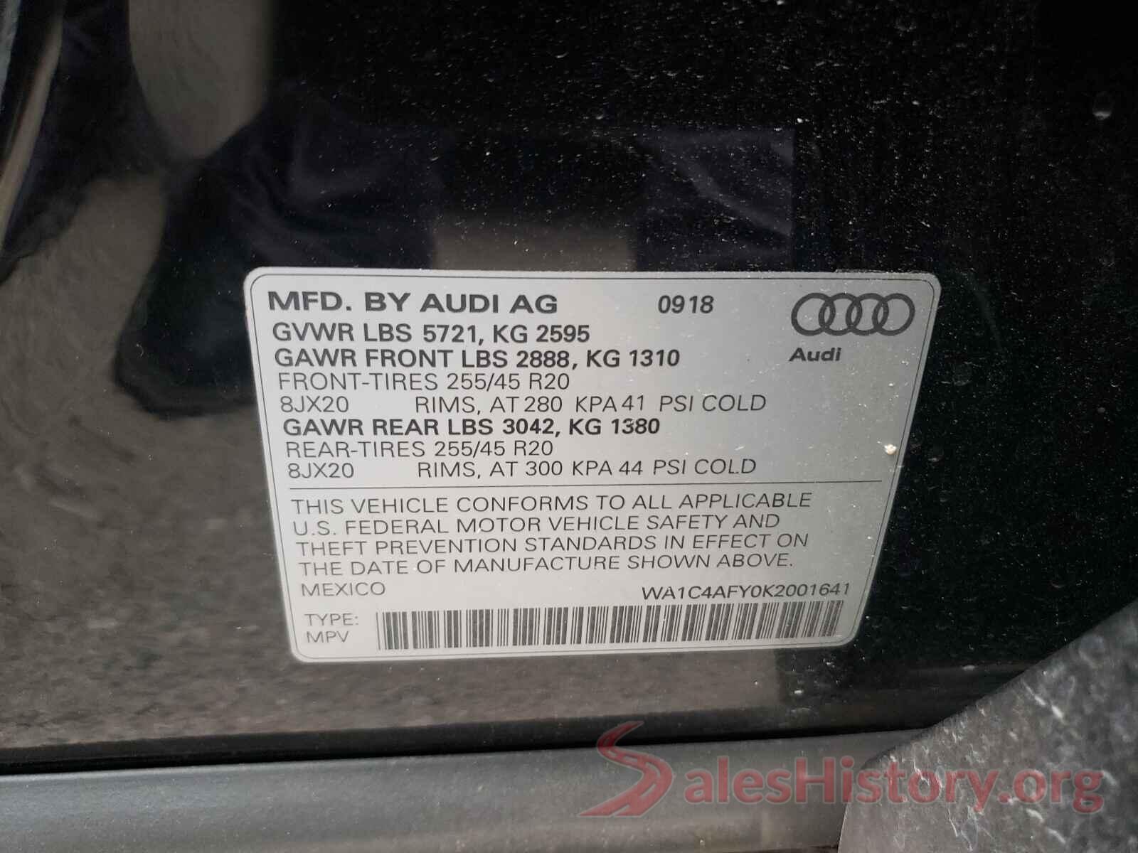 WA1C4AFY0K2001641 2019 AUDI SQ5