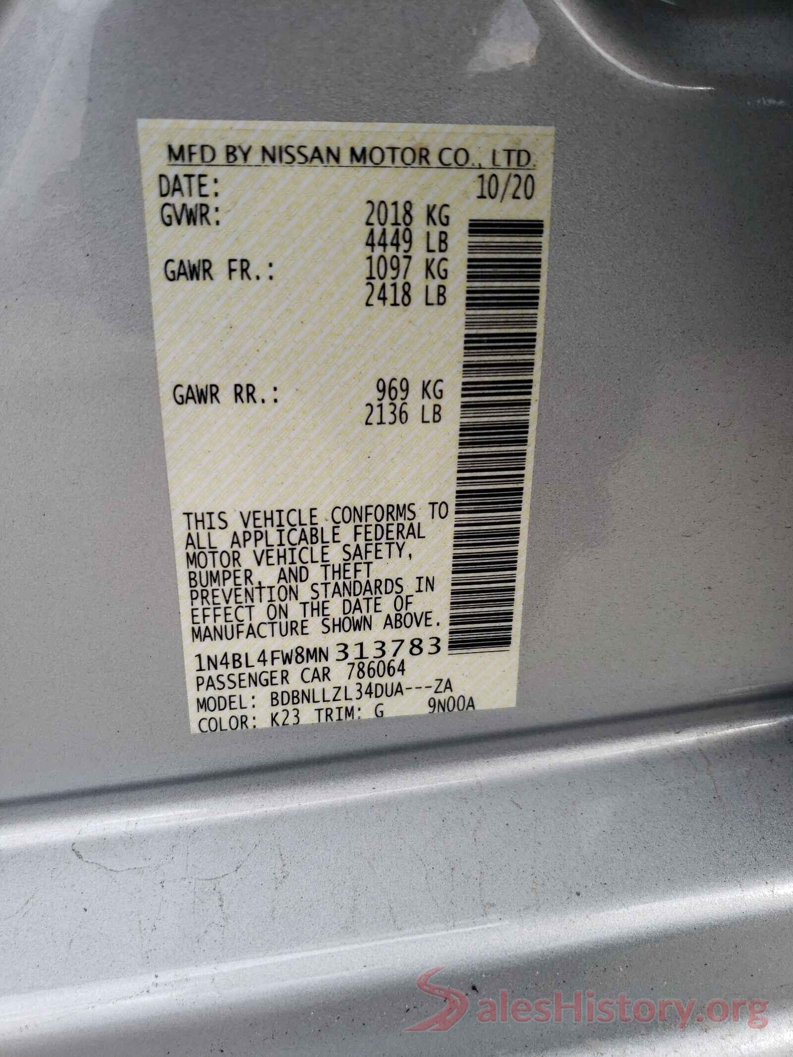 1N4BL4FW8MN313783 2021 NISSAN ALTIMA