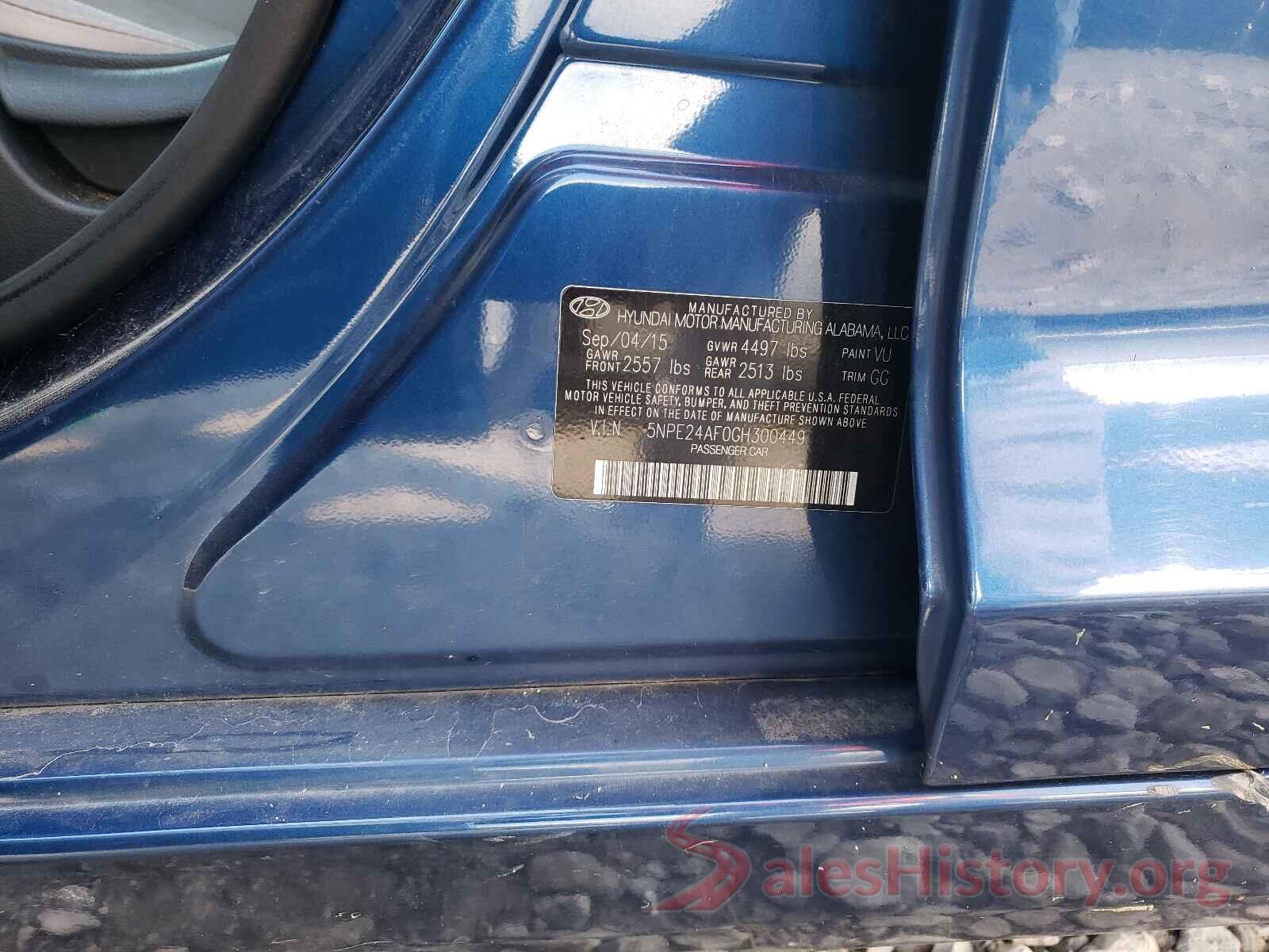 5NPE24AF0GH300449 2016 HYUNDAI SONATA