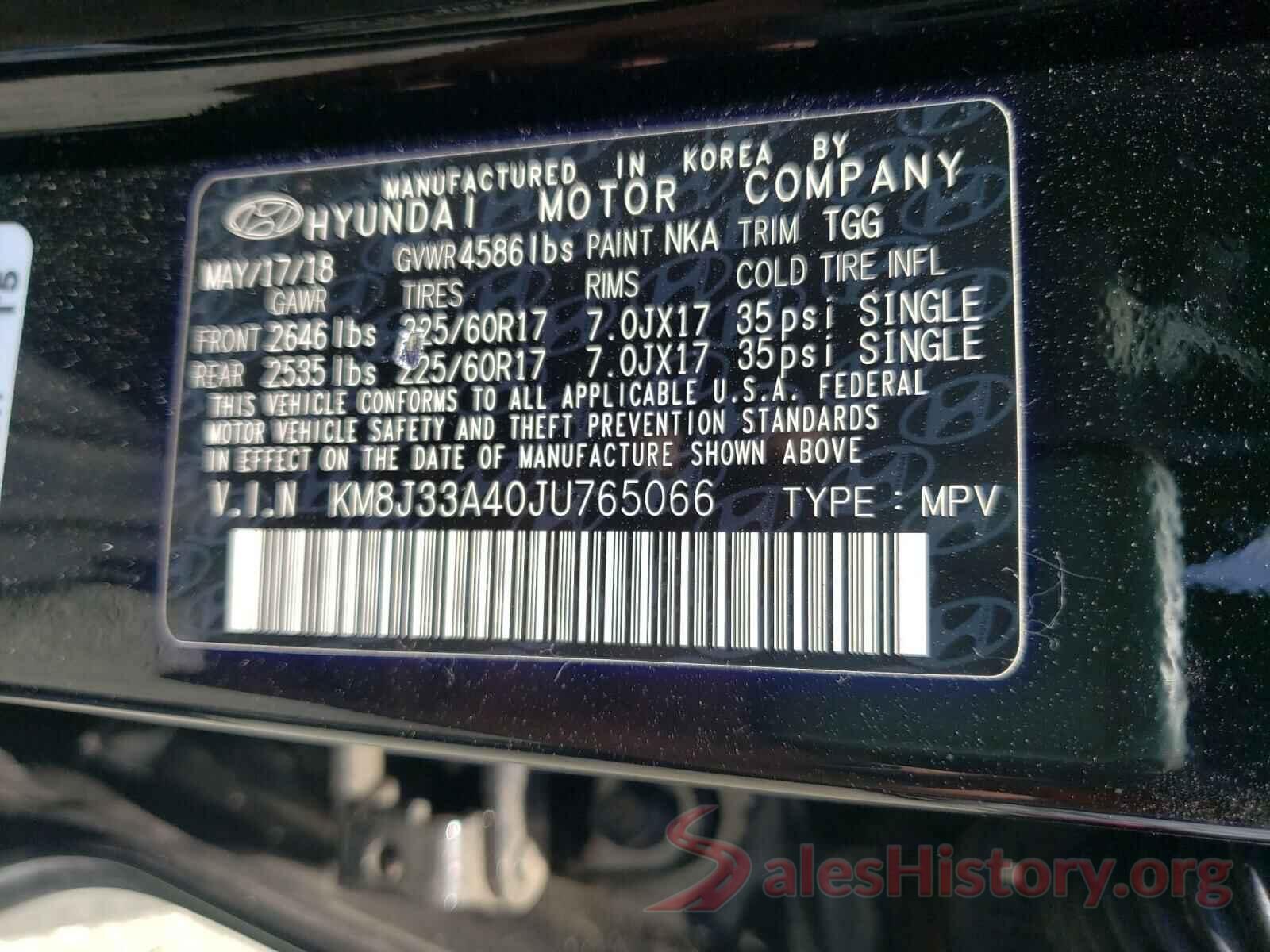 KM8J33A40JU765066 2018 HYUNDAI TUCSON