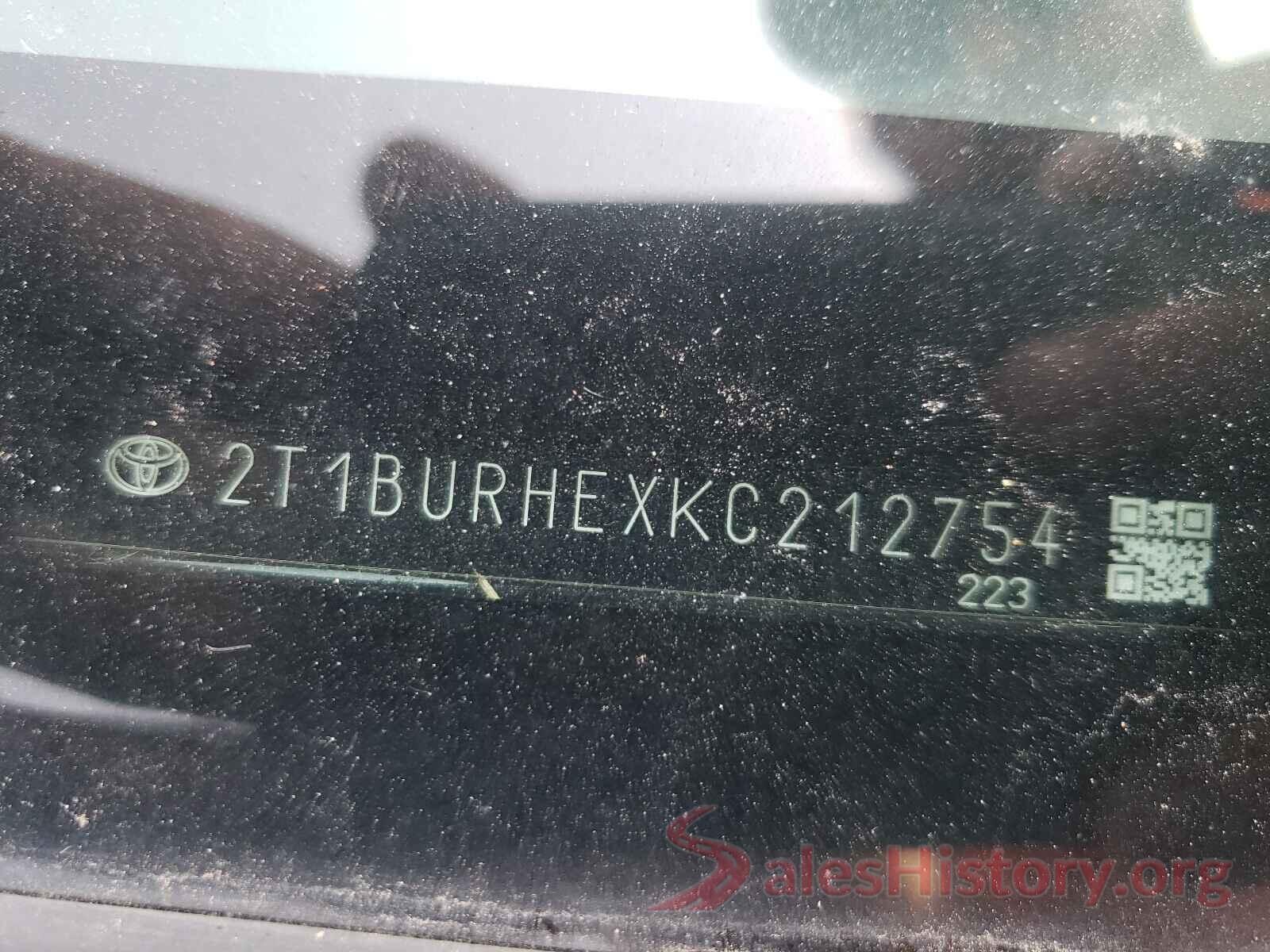 2T1BURHEXKC212754 2019 TOYOTA COROLLA