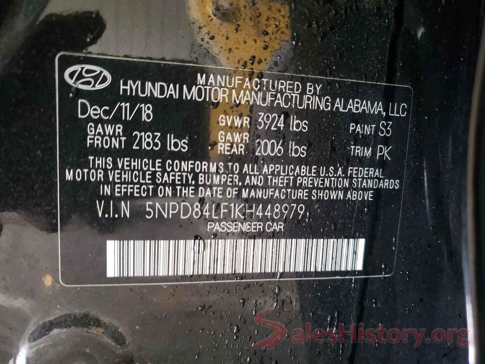 5NPD84LF1KH448979 2019 HYUNDAI ELANTRA