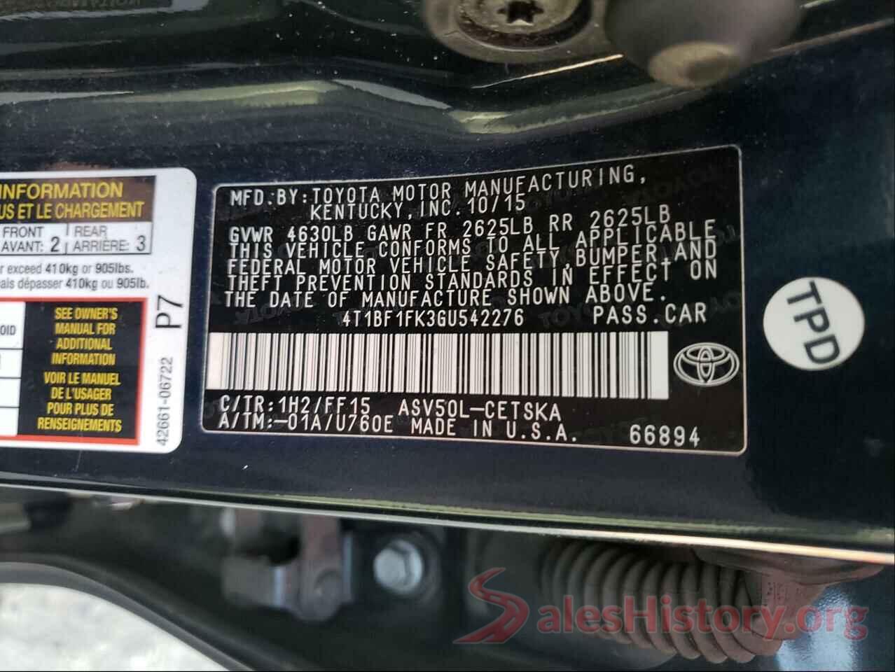 4T1BF1FK3GU542276 2016 TOYOTA CAMRY