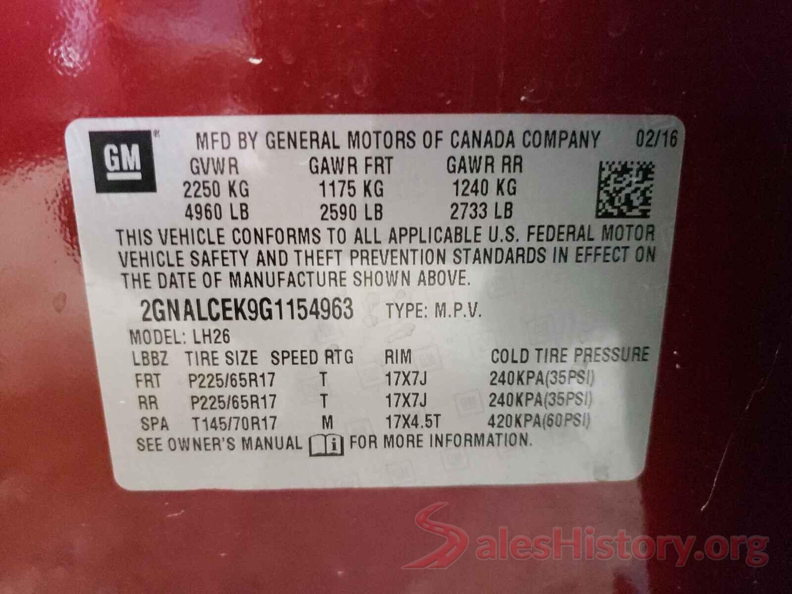 2GNALCEK9G1154963 2016 CHEVROLET EQUINOX