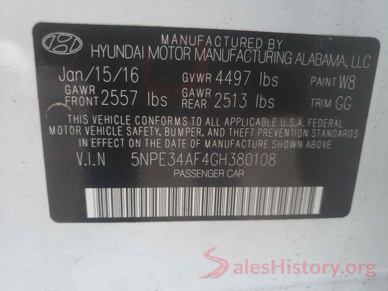 5NPE34AF4GH380108 2016 HYUNDAI SONATA