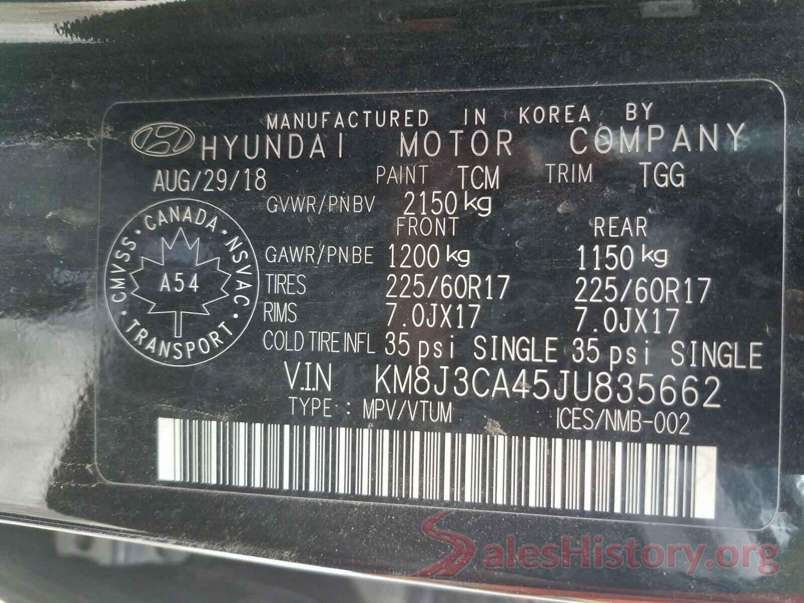 KM8J3CA45JU835662 2018 HYUNDAI TUCSON