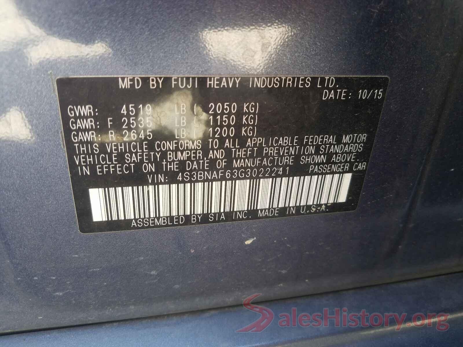 4S3BNAF63G3022241 2016 SUBARU LEGACY