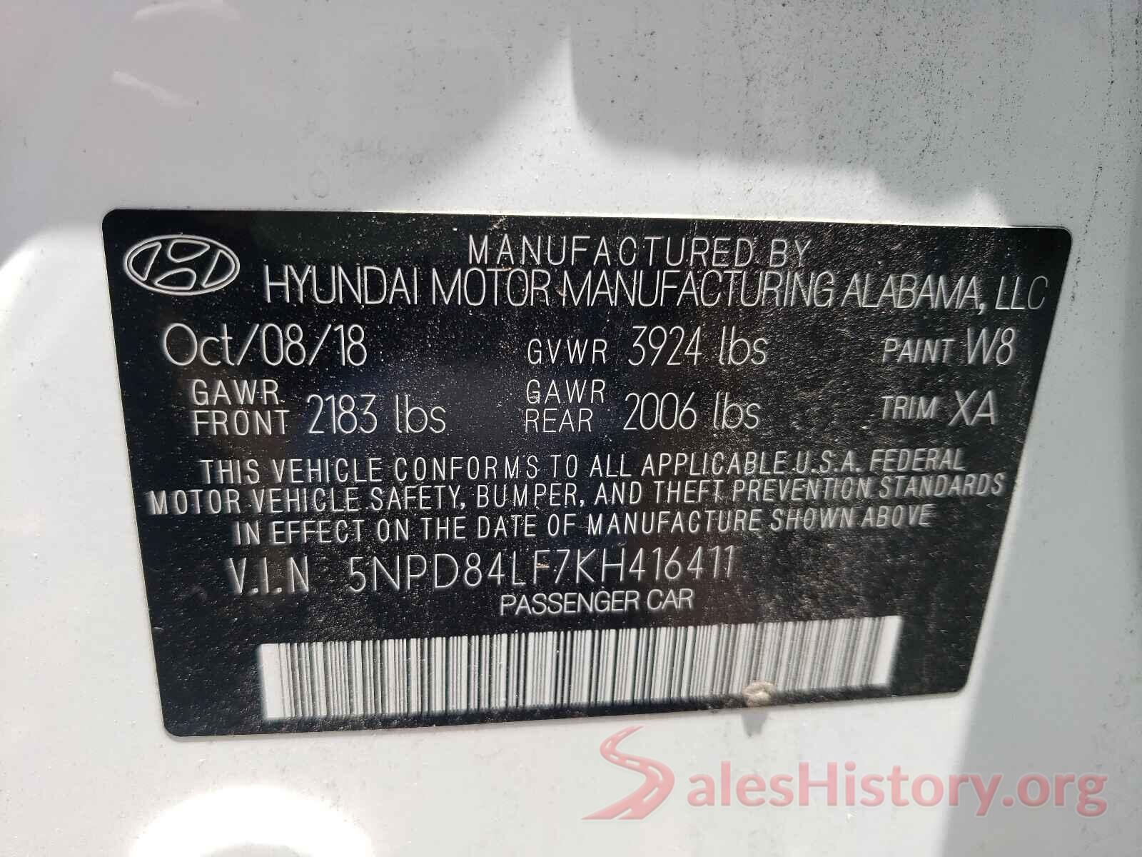 5NPD84LF7KH416411 2019 HYUNDAI ELANTRA