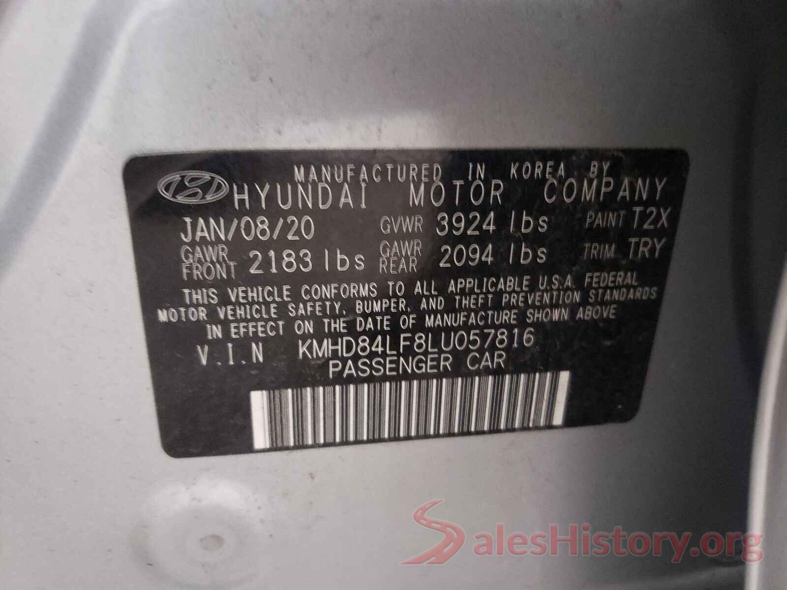 KMHD84LF8LU057816 2020 HYUNDAI ELANTRA