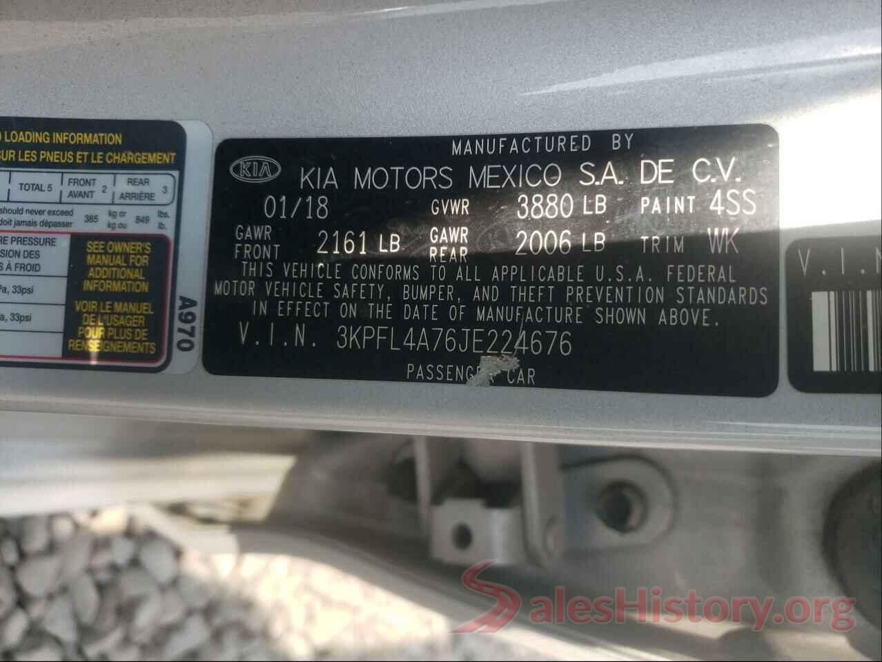 3KPFL4A76JE224676 2018 KIA FORTE