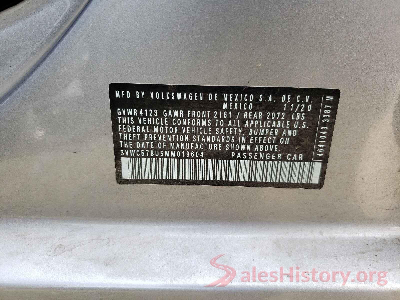 3VWC57BU5MM019604 2021 VOLKSWAGEN JETTA