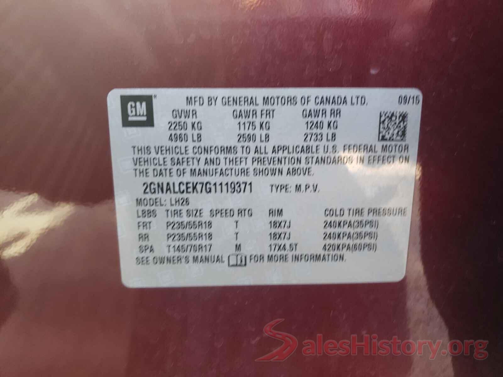 2GNALCEK7G1119371 2016 CHEVROLET EQUINOX