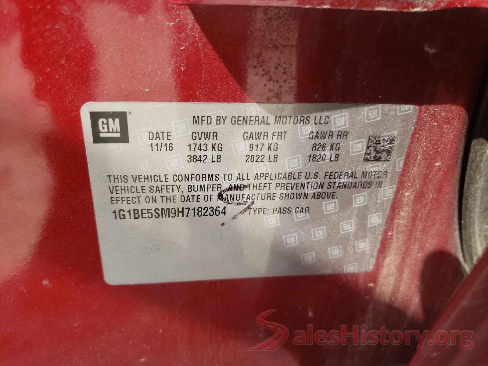 1G1BE5SM9H7182364 2017 CHEVROLET CRUZE