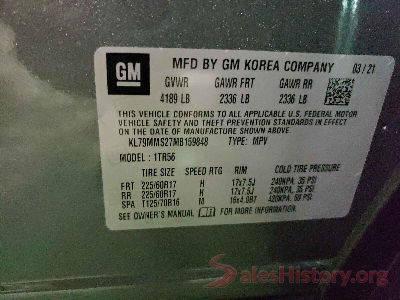 KL79MMS27MB159848 2021 CHEVROLET TRAILBLAZE