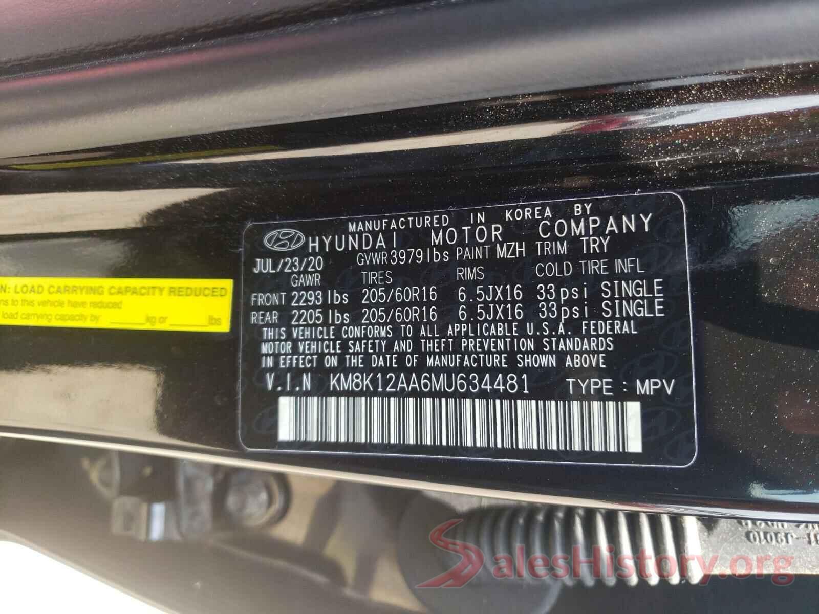 KM8K12AA6MU634481 2021 HYUNDAI KONA