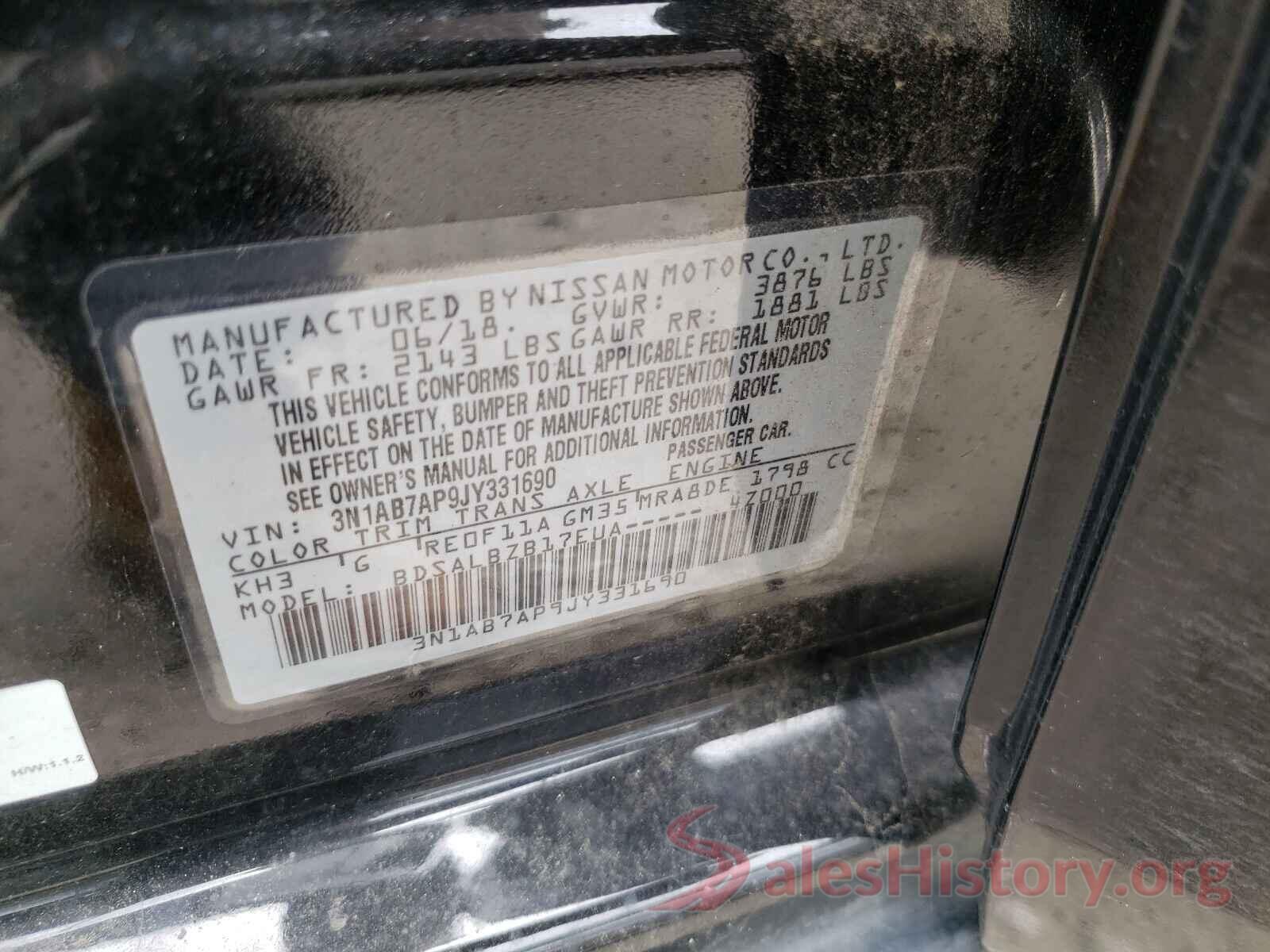 3N1AB7AP9JY331690 2018 NISSAN SENTRA