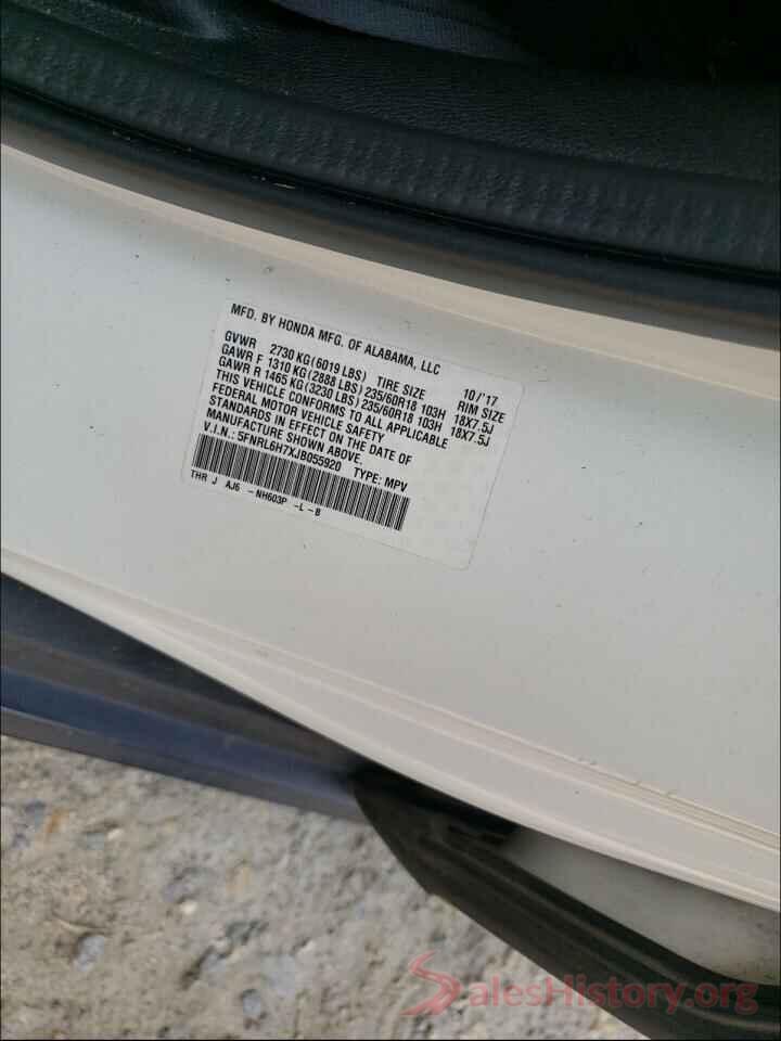 5FNRL6H7XJB055920 2018 HONDA ODYSSEY