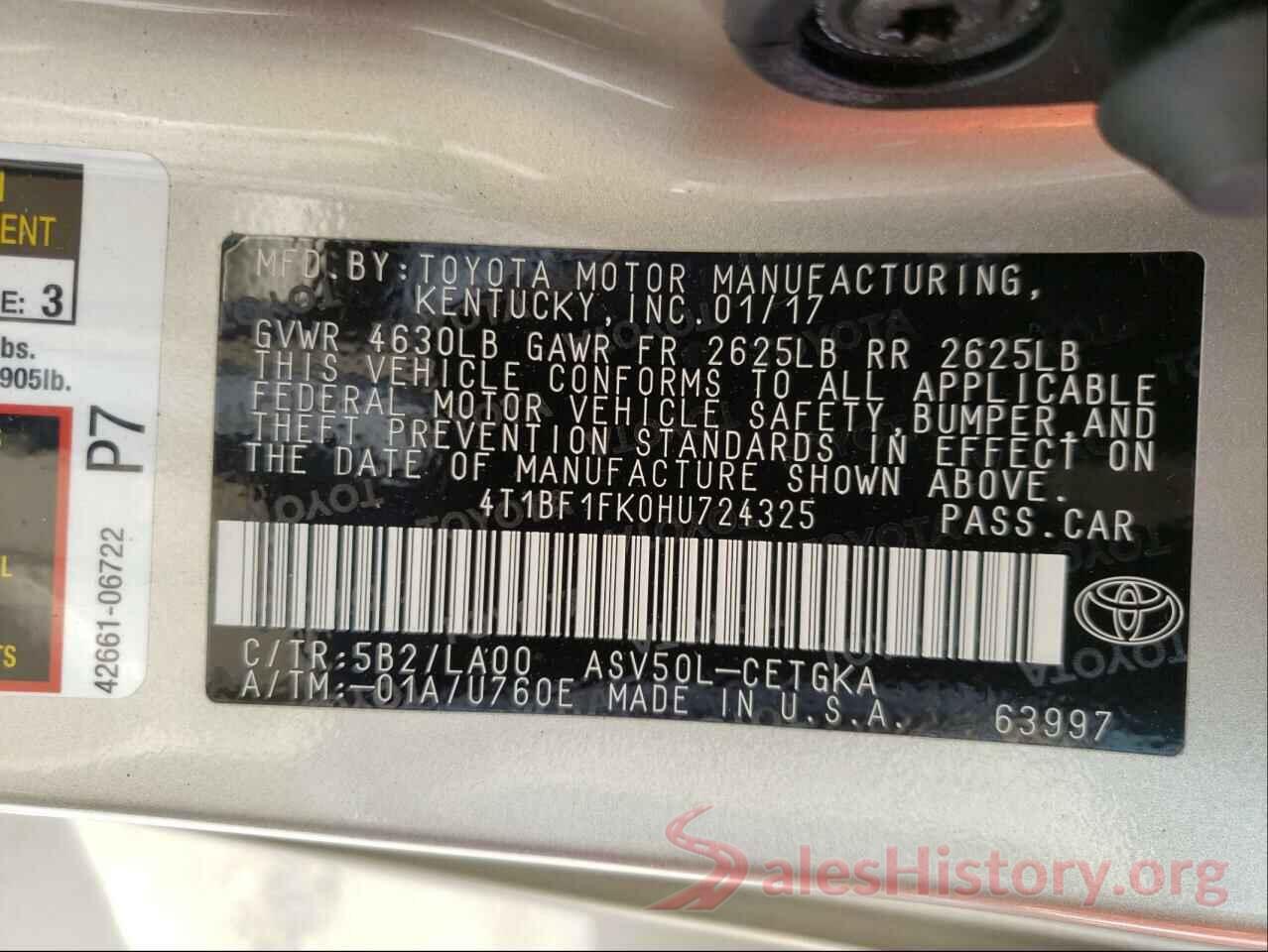 4T1BF1FK0HU724325 2017 TOYOTA CAMRY