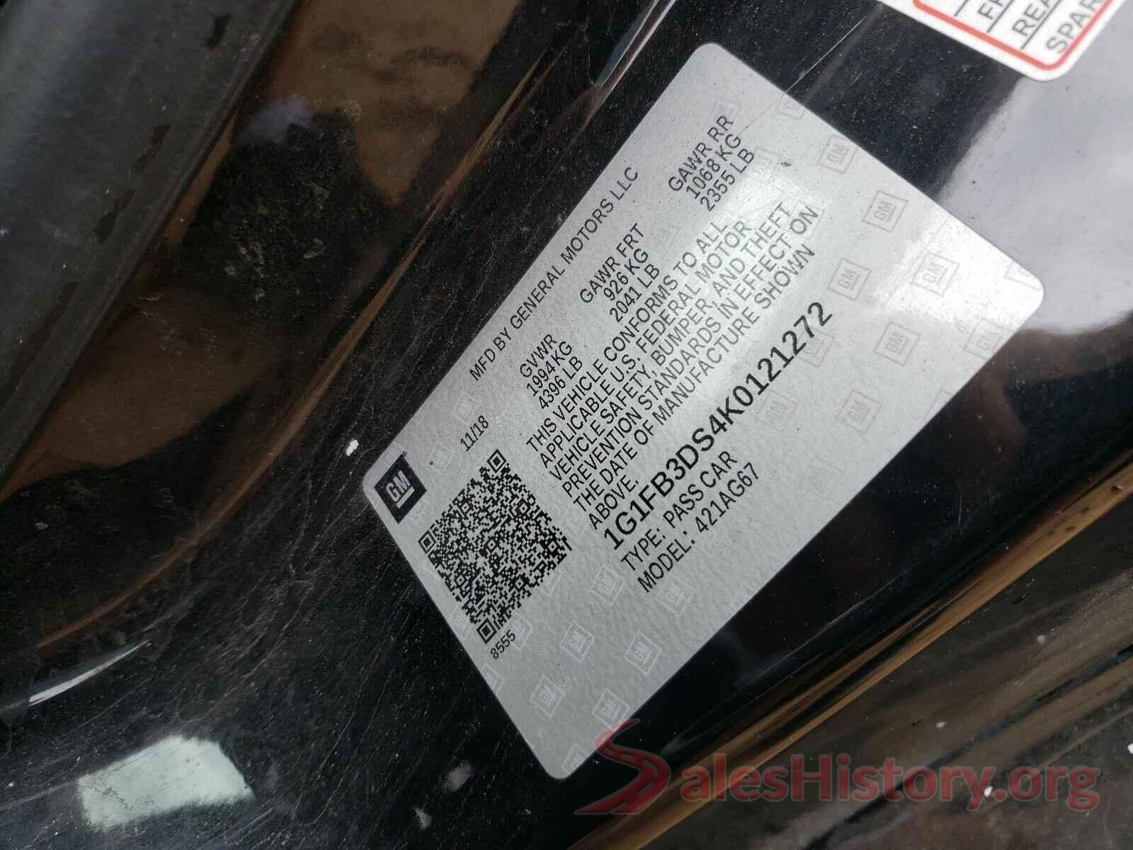 1G1FB3DS4K0121272 2019 CHEVROLET CAMARO