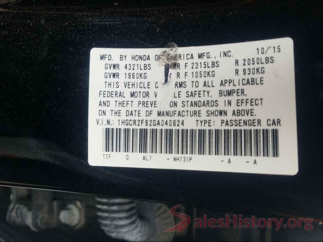 1HGCR2F92GA040624 2016 HONDA ACCORD