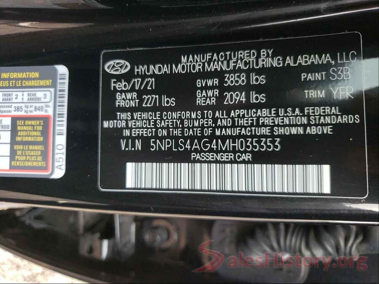 5NPLS4AG4MH035353 2021 HYUNDAI ELANTRA