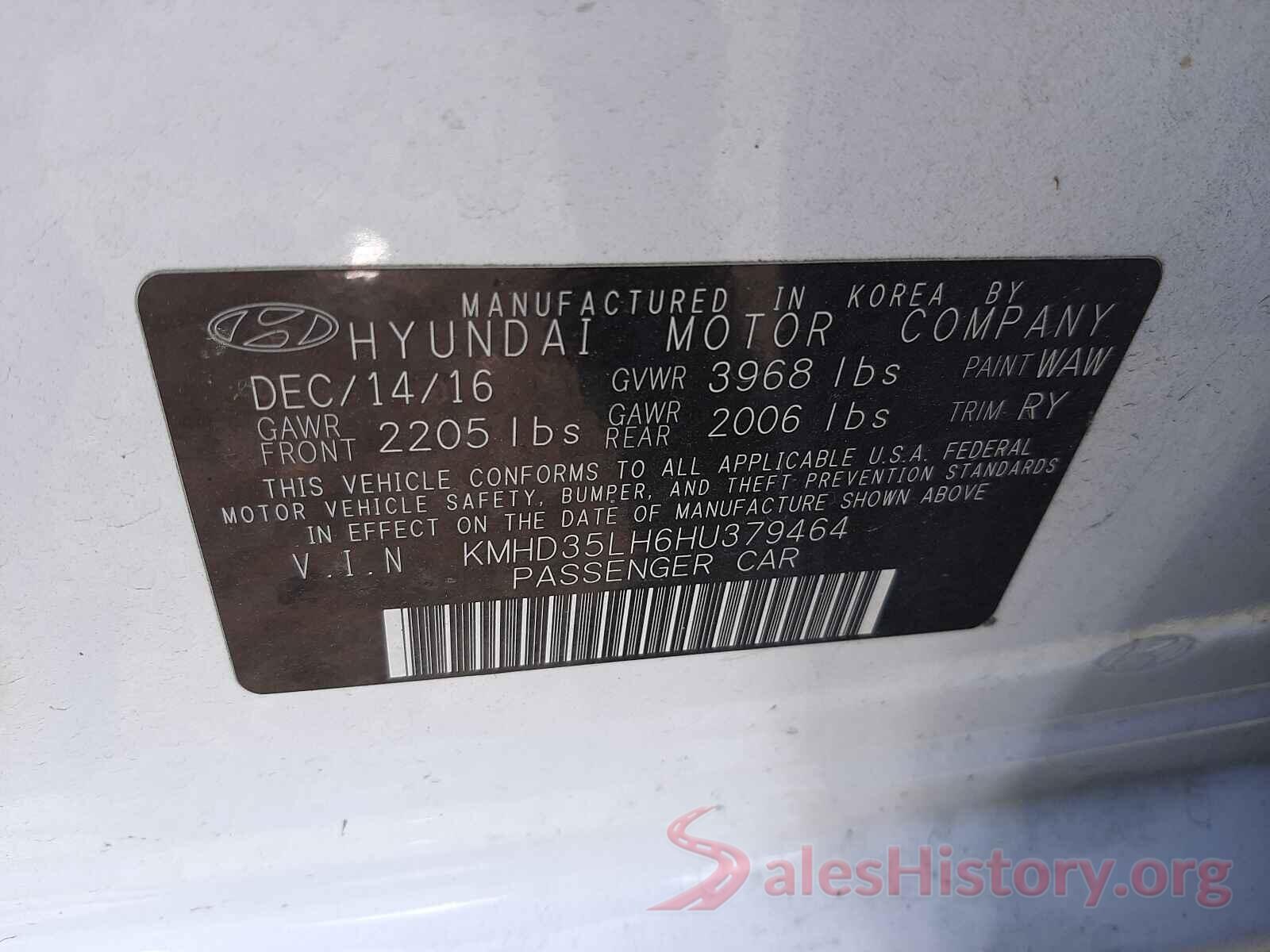 KMHD35LH6HU379464 2017 HYUNDAI ELANTRA