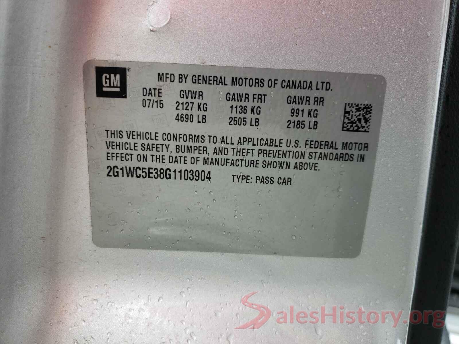 2G1WC5E38G1103904 2016 CHEVROLET IMPALA