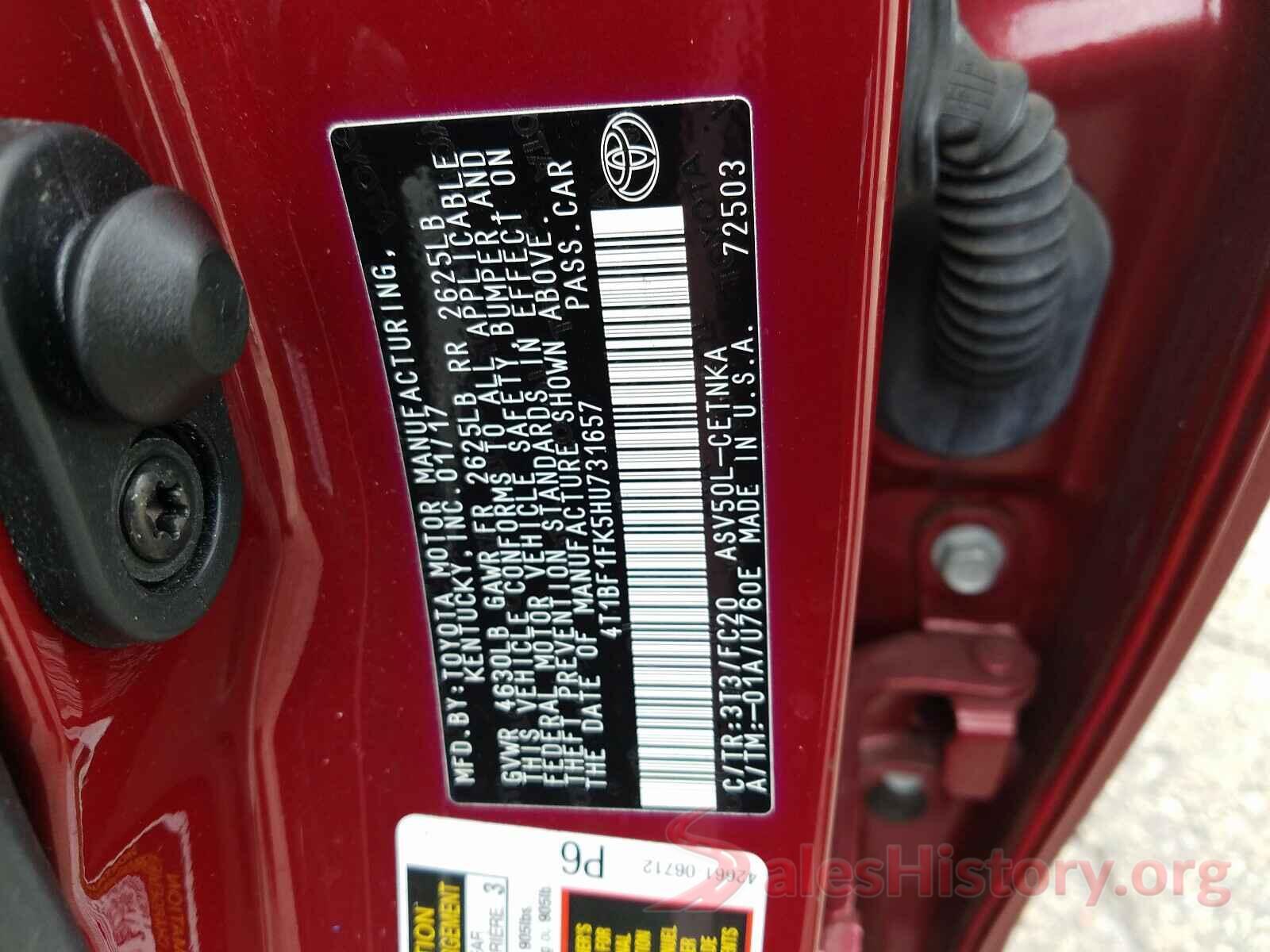 4T1BF1FK5HU731657 2017 TOYOTA CAMRY