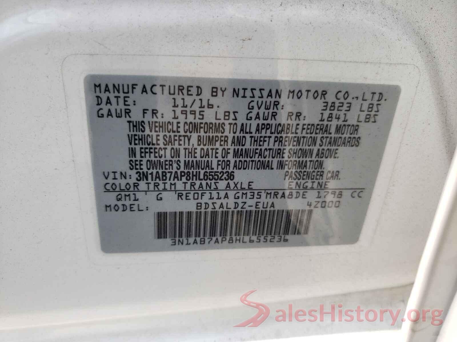 3N1AB7AP8HL655236 2017 NISSAN SENTRA