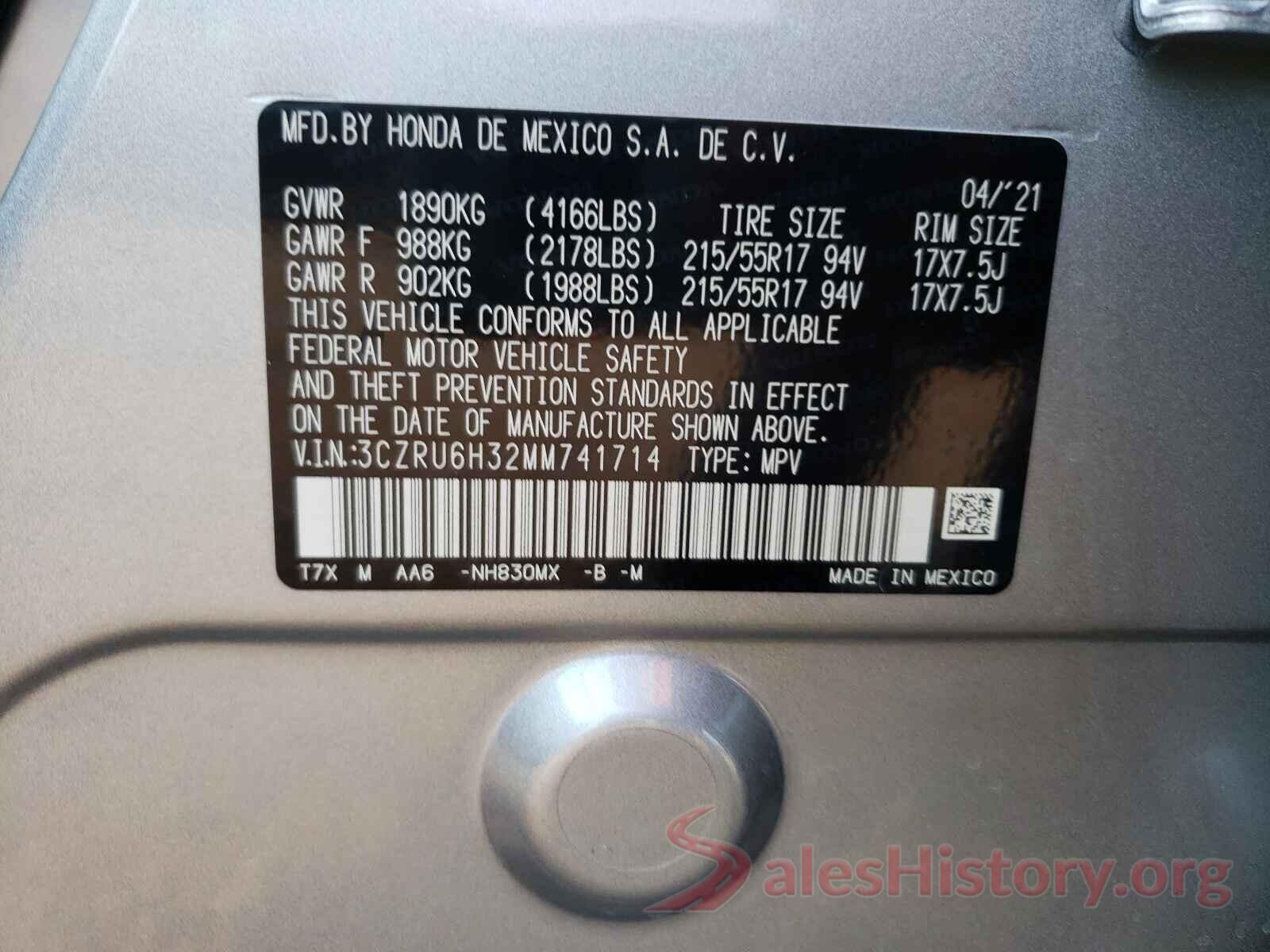 3CZRU6H32MM741714 2021 HONDA HR-V