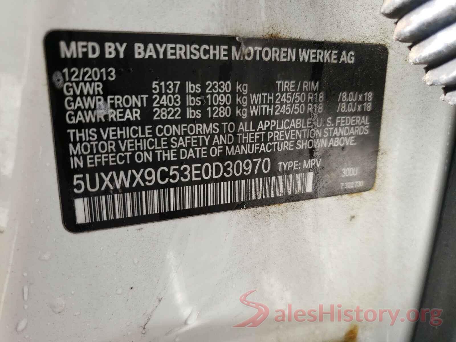 5UXWX9C53E0D30970 2014 BMW X3