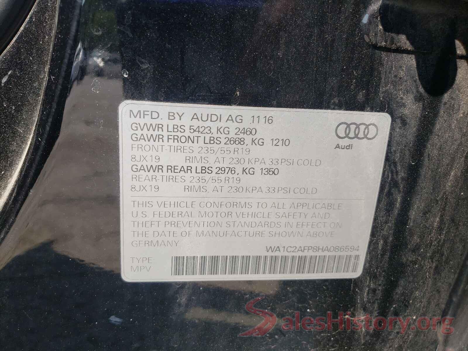 WA1C2AFP8HA086594 2017 AUDI Q5