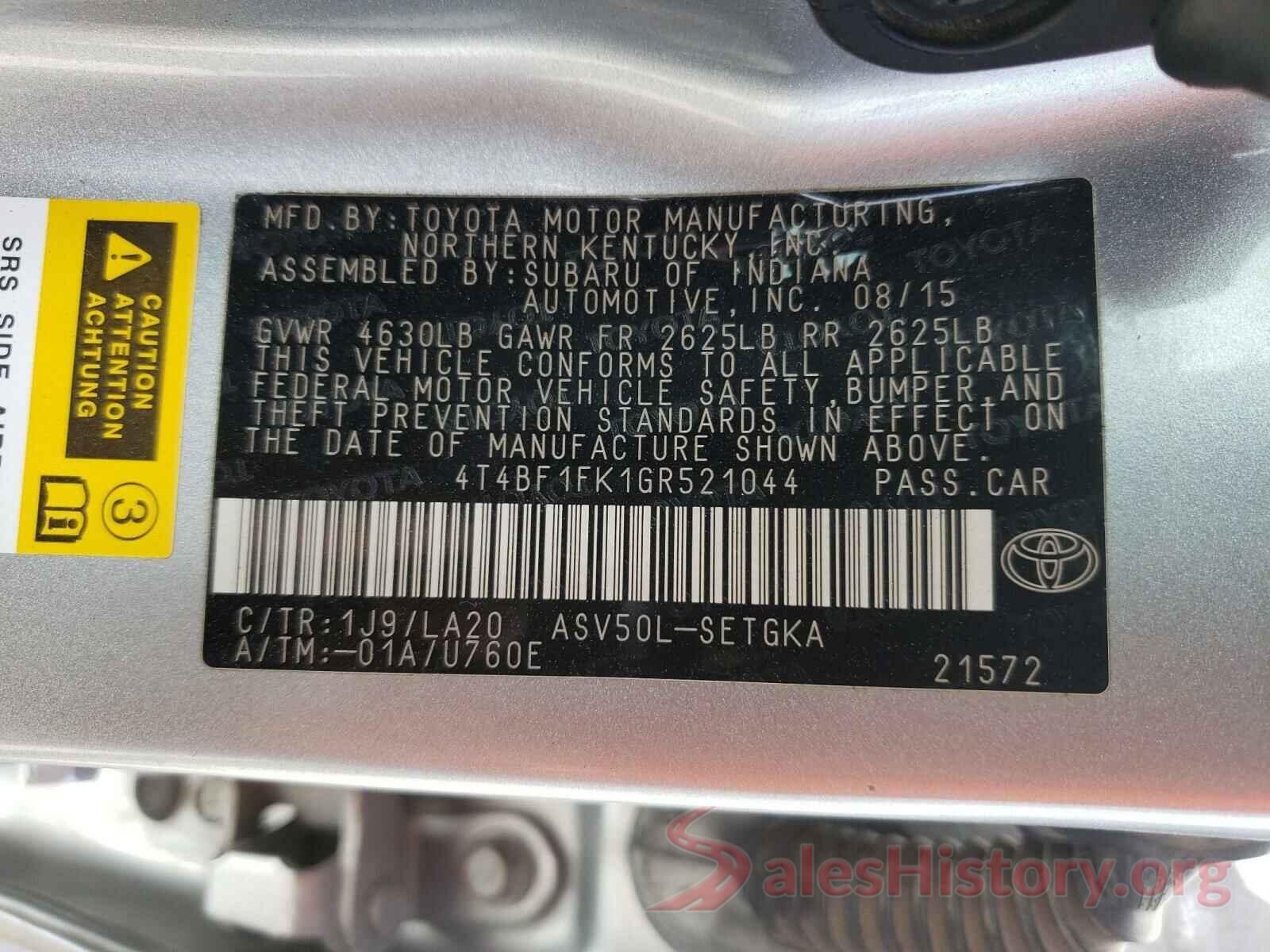 4T4BF1FK1GR521044 2016 TOYOTA CAMRY