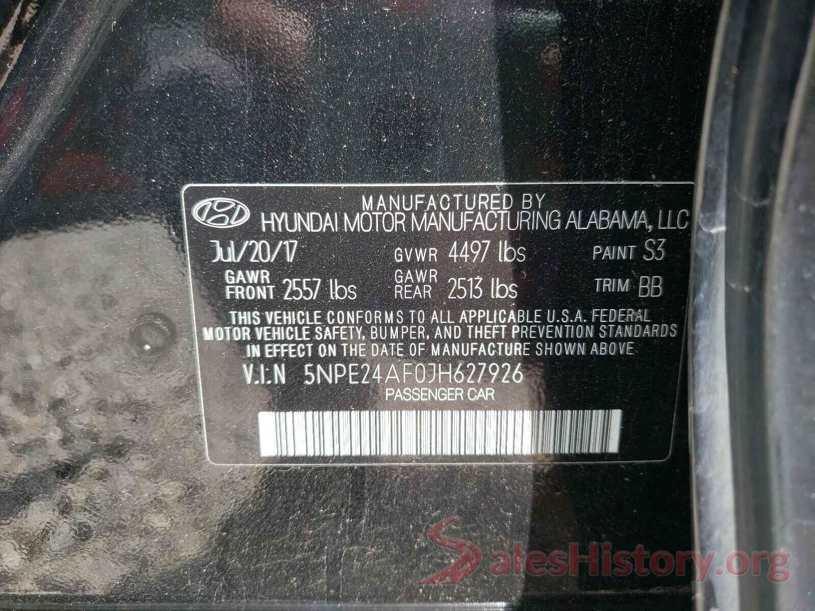 5NPE24AF0JH627926 2018 HYUNDAI SONATA