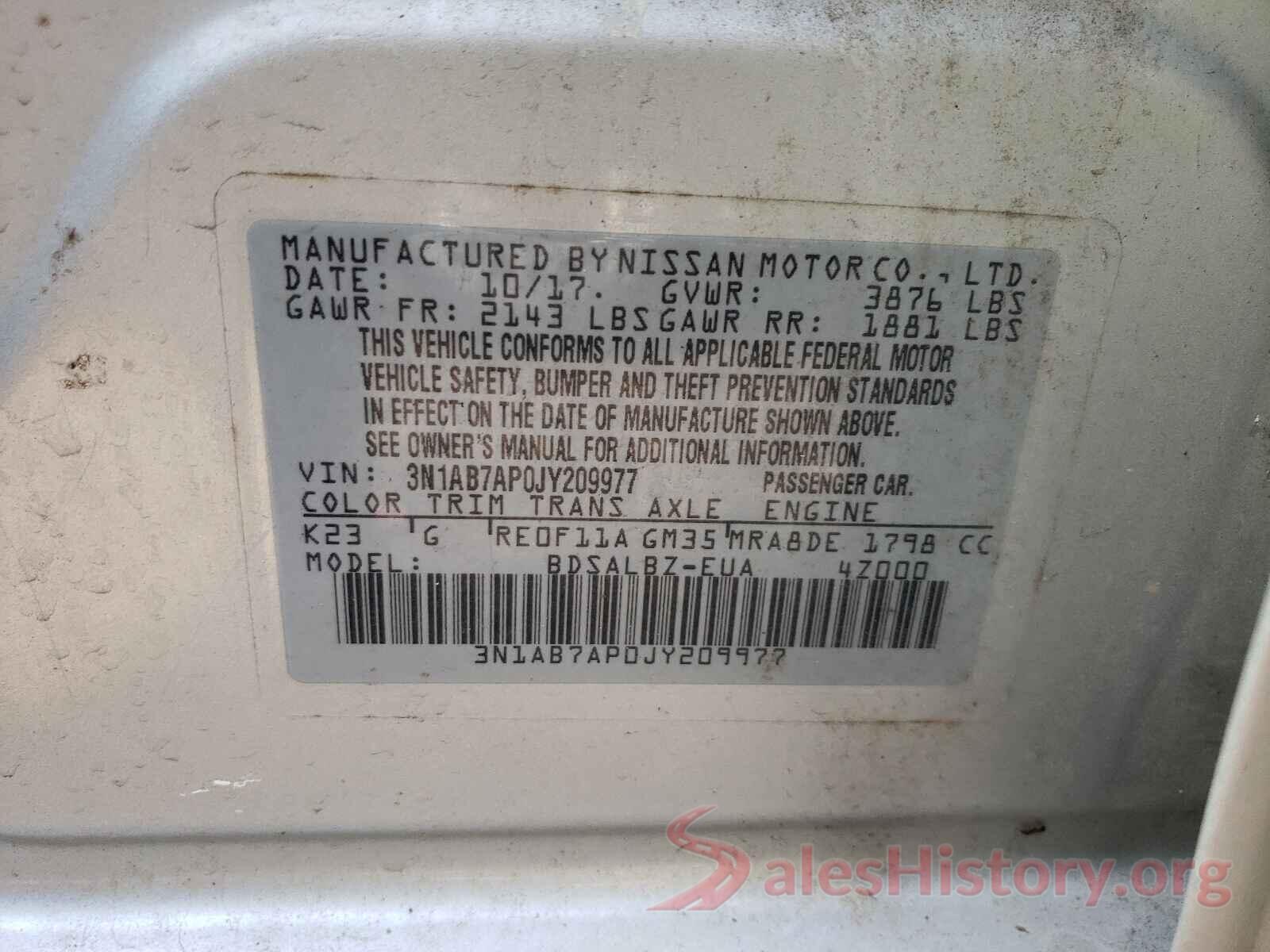 3N1AB7AP0JY209977 2018 NISSAN SENTRA