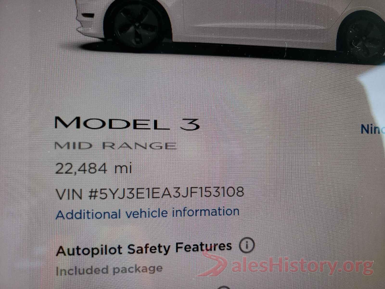 5YJ3E1EA3JF153108 2018 TESLA MODEL 3