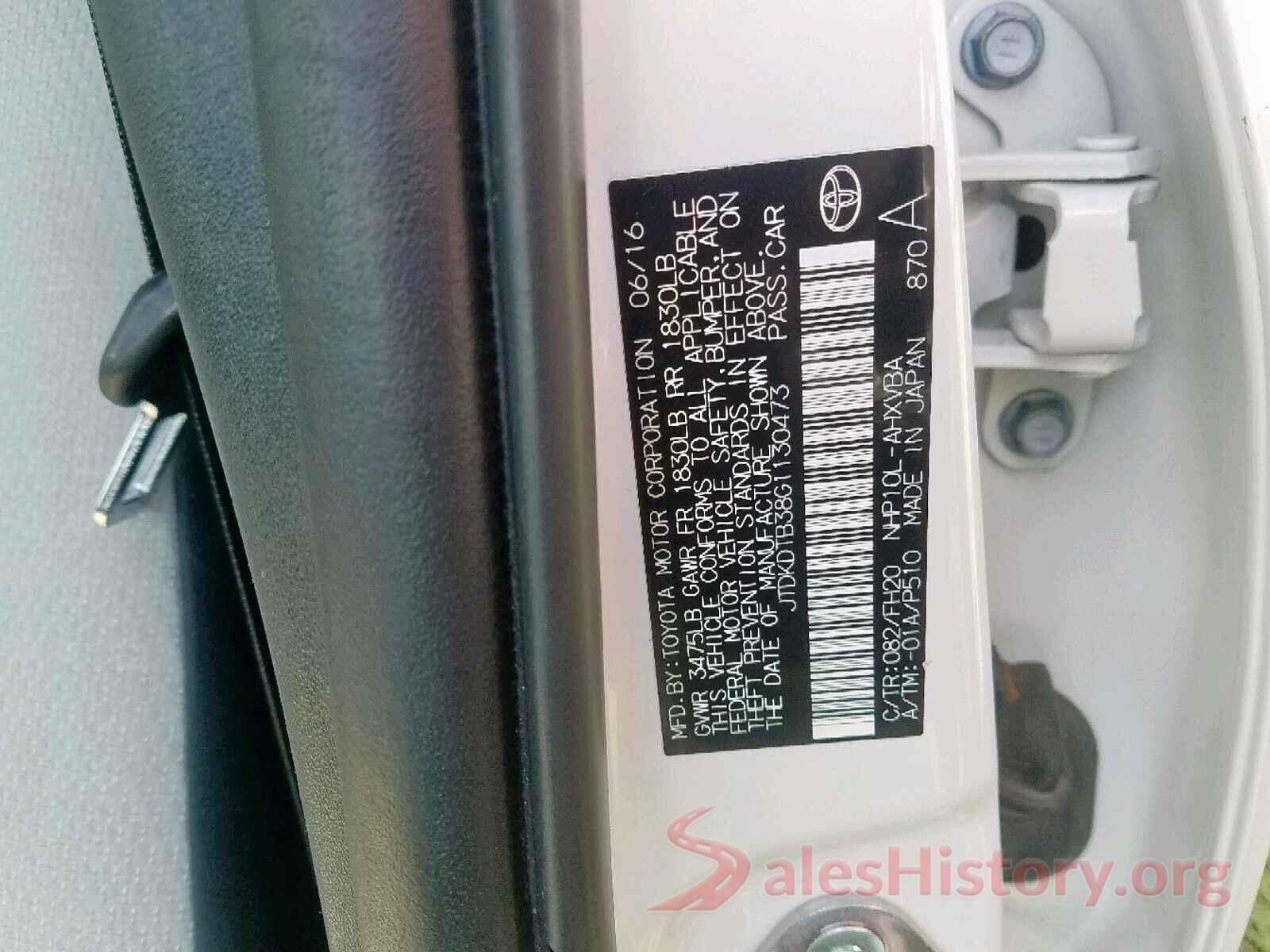 JTDKDTB38G1130473 2016 TOYOTA PRIUS