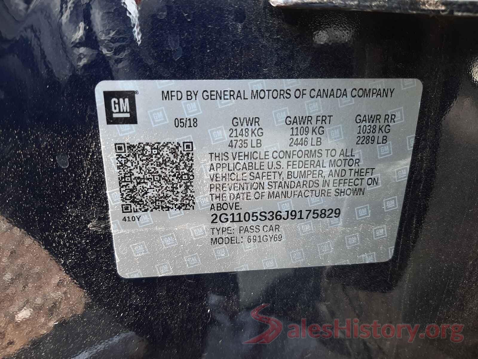 2G1105S36J9175829 2018 CHEVROLET IMPALA