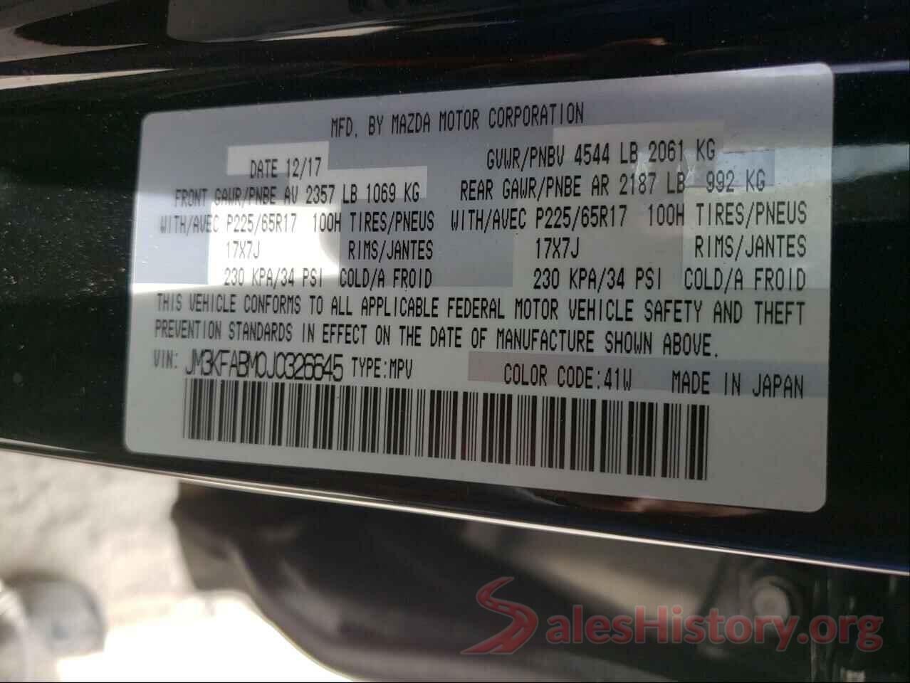 JM3KFABM0J0326645 2018 MAZDA CX-5