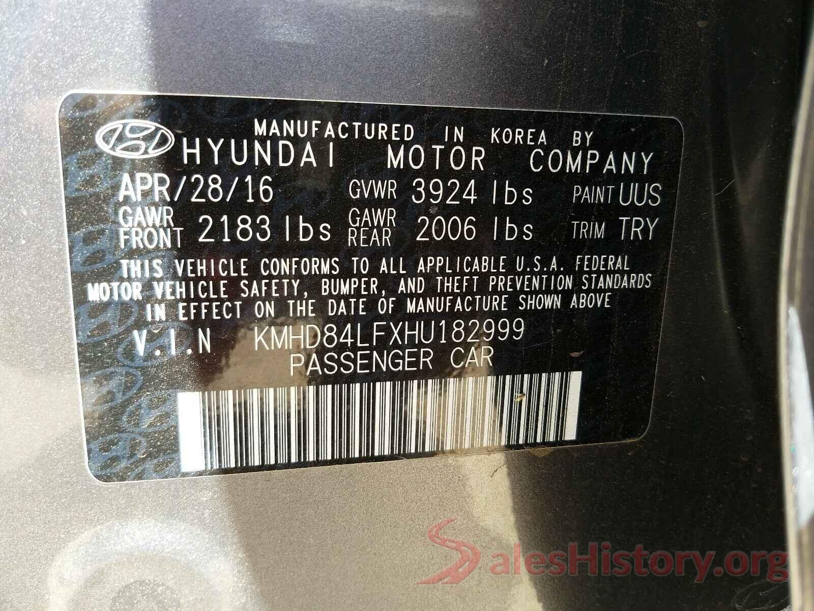 KMHD84LFXHU182999 2017 HYUNDAI ELANTRA