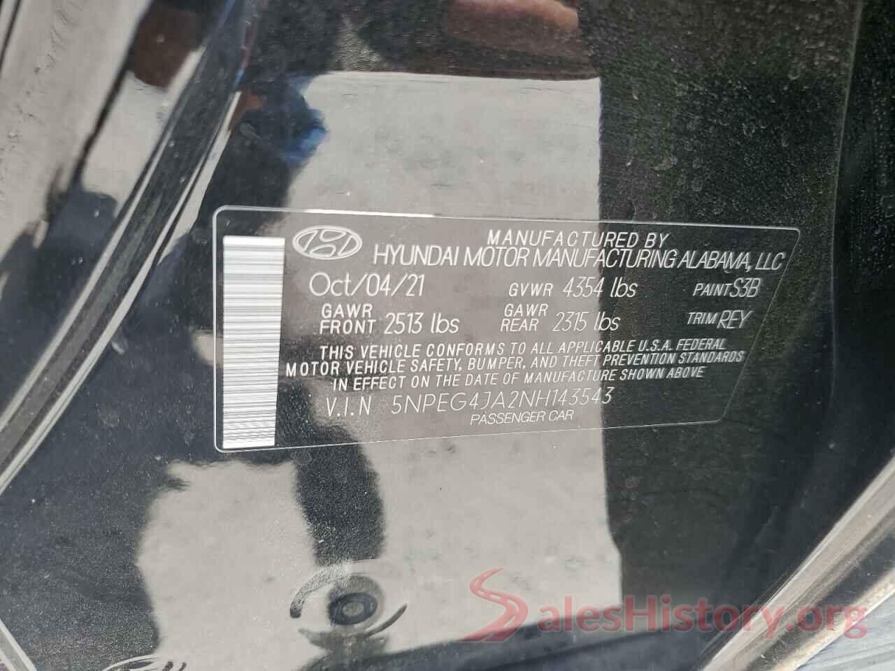 5NPEG4JA2NH143543 2022 HYUNDAI SONATA